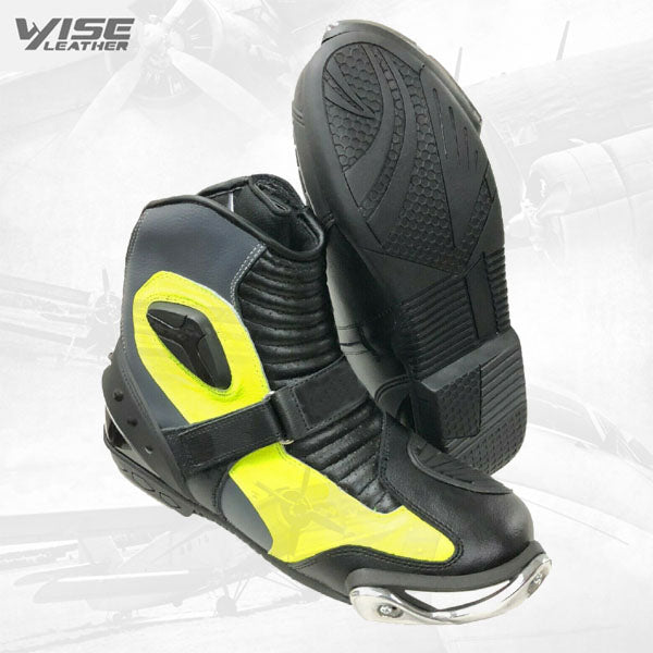 Half Long LEATHER RACING Motorbike Shoes Motorcycle Boots