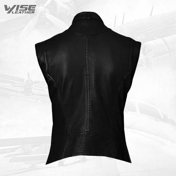 Handmade Cool Black Leather Biker Vest - Wiseleather