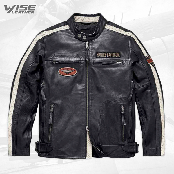 Harley Davidson Command Mens Motorcycle Mid-Weight Leather Jacket - Wiseleather
