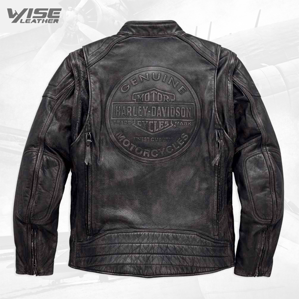 Harley Davidson Men’s Dauntless Convertible Motorcycle Leather Jacket - Wiseleather