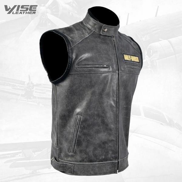 Harley Davidson Mens Motorcycle Sleeveless Real Cowhide Real Handmade Leather Customize Jacket - Wiseleather