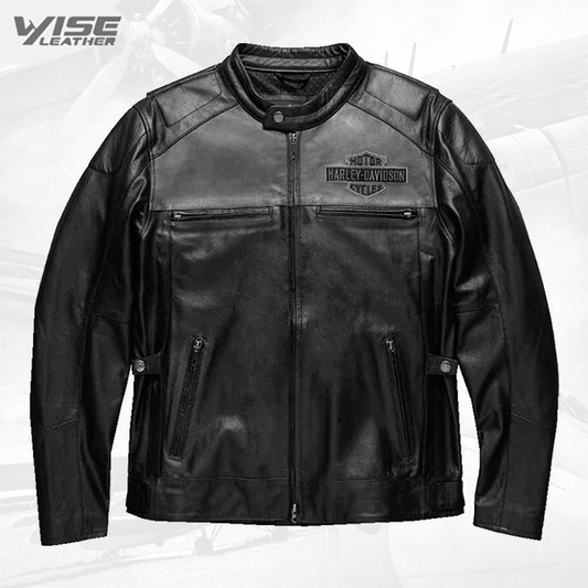 Harley Davidson Votary Colorblocked Leather Motorcycle Jacket