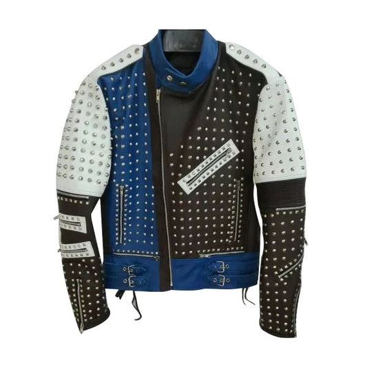 High Quality Studded Punk Leather Jacket For Mens - Wiseleather