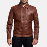 Mens Inferno Brown Leather Jacket - Wiseleather