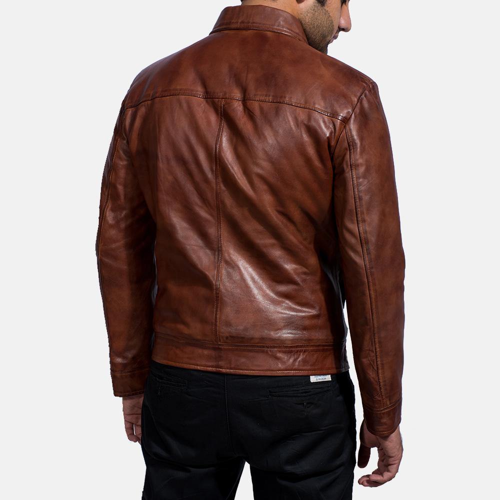 Mens Inferno Brown Leather Jacket - Wiseleather