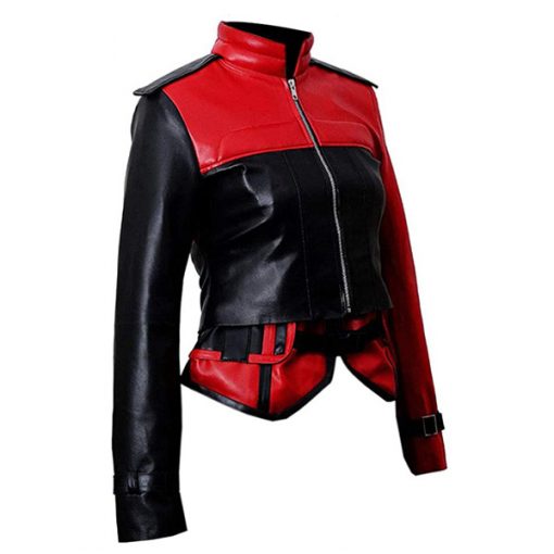 Injustice 2 Harley Quinn Red and Black Leather Jacket