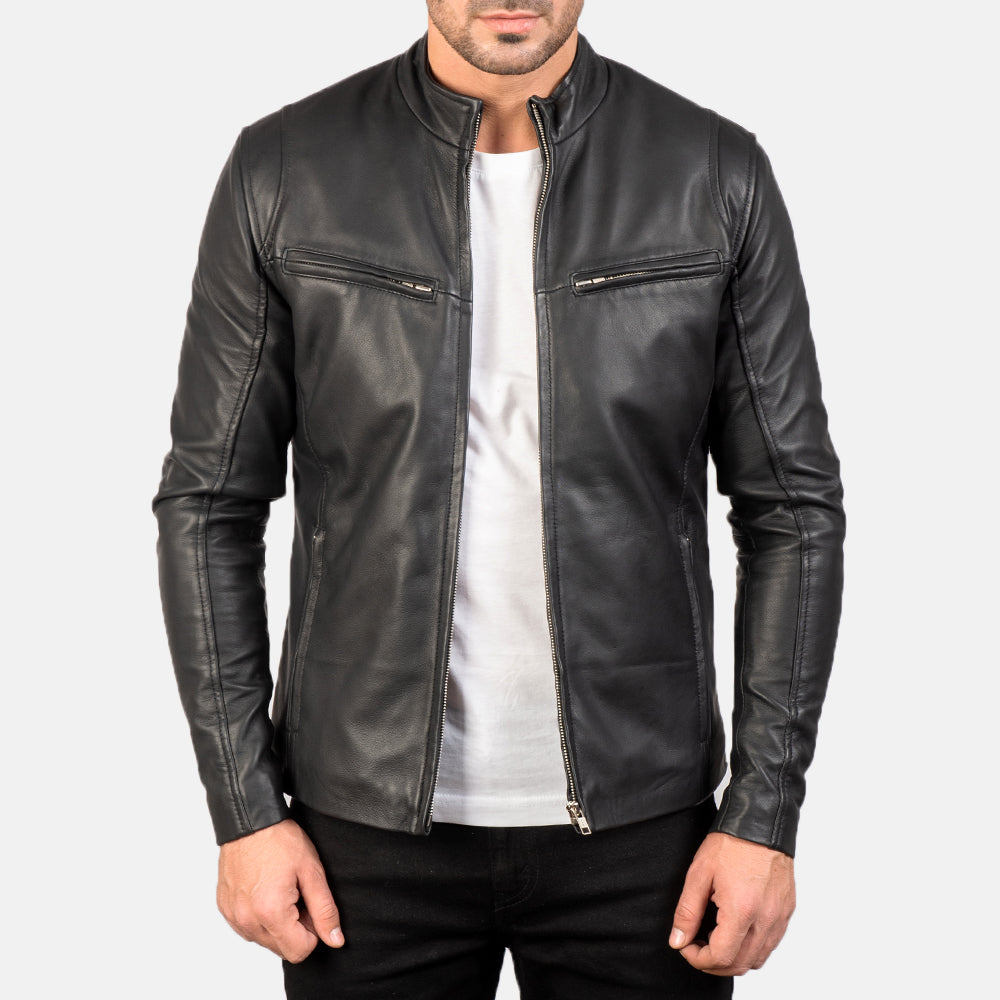 Ionic Black Leather Jacket - Wiseleather