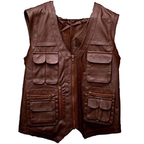 Jurassic World Genuine Brown Leather Vest