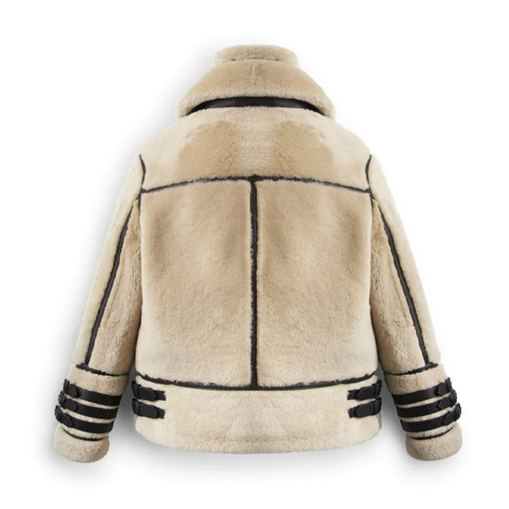 Buy Shearling Leather Jacket With Strips