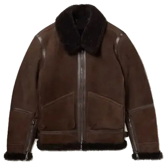 Leather Trimmed Shearling Jacket