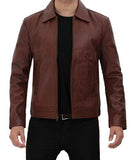 Mens Stylish Brown Pebbled Leather Jacket - Wiseleather