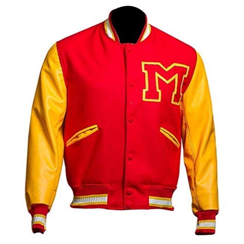 MJ Thriller Michael Jackson Red M Logo Varsity Letterman Bomber Jacket