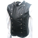 Men Gothic Vest Victorian Style Leather Steel Boned Military Vest