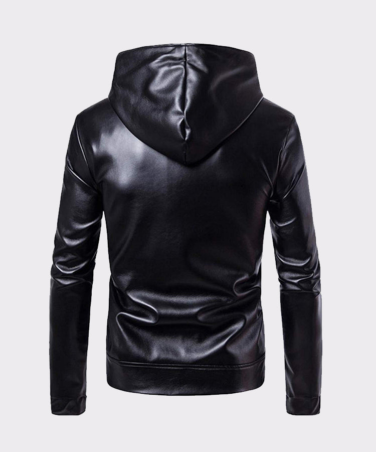 Men Leather Jacket Autumn & Winter Biker Motorcycle Zipper Outwear Warm Coat - Wiseleather