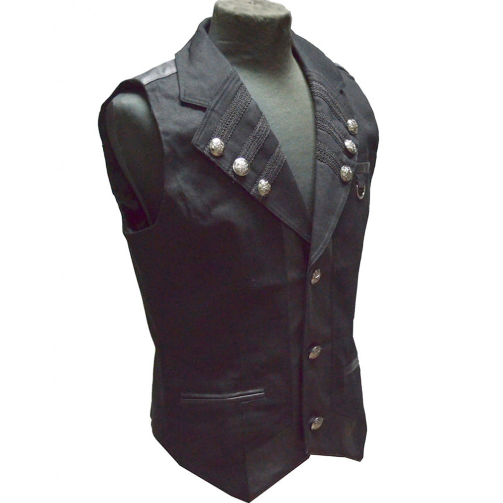 Men Pentagramme Military Style Vest Gothic Steampunk Waistcoat Vest