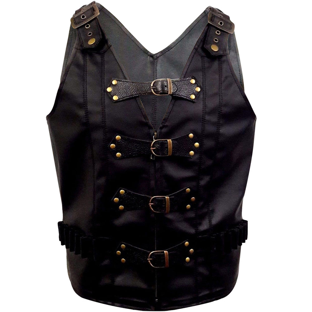 Men Real Leather Heavy Duty Vest Gothic Style Vest Waistcoat