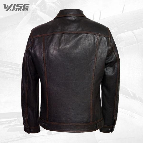 Men Antique Black Leather Jacket - Wiseleather