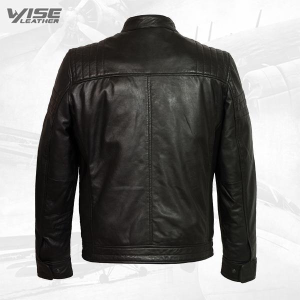 Men Black Pure Leather Jacket - Wiseleather