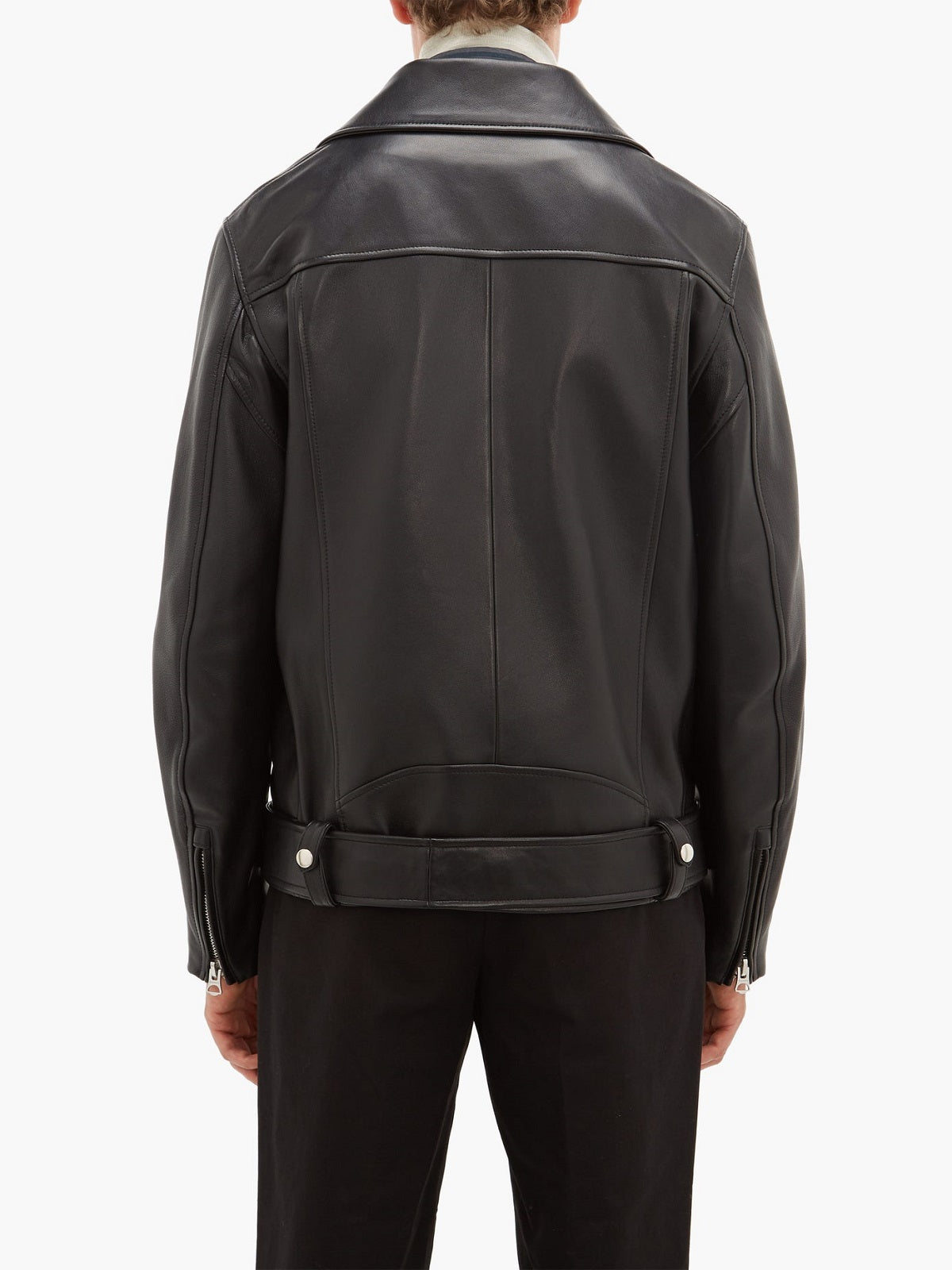 Men Classic Black Biker Leather Jacket