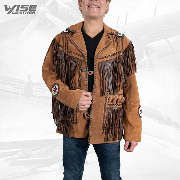 Men Exclusive Fringes Jacket Chingari Real Leather Suede Western Style - Wiseleather