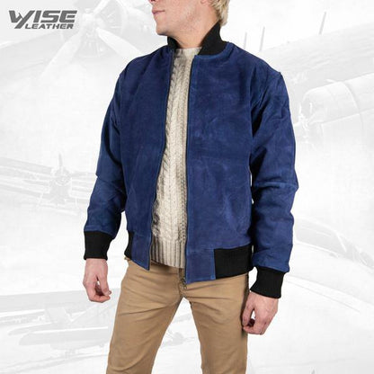 Men Exclusive Jacket Blue dragon Real Leather Suede Jacket Fashion Style - Wiseleather