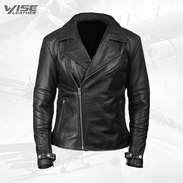 Men Pitch Black Leather Jacket - Wiseleather
