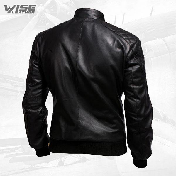 Men Pure Black College Jacket - Wiseleather
