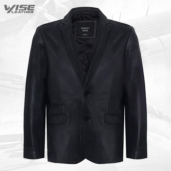 Men's Black Genuine Leather Blazer Soft Real Italian Fitted Vintage Jacket Coat