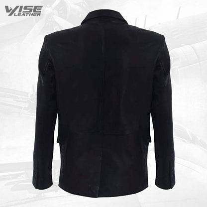 Men's Black Genuine Leather Blazer Soft Real Italian Fitted Vintage Jacket Coat