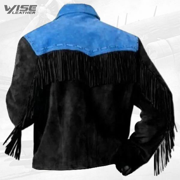Men’s Black Western coat cowboy suede leather jacket with Fringes - Wiseleather