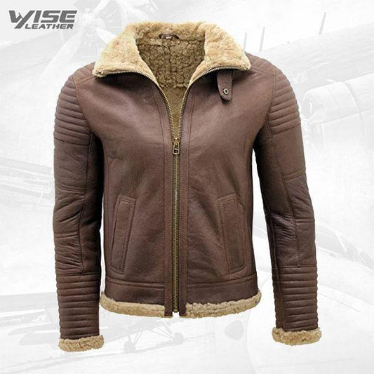 Men's Brown Nappa Leather Sheepskin Biker Jacket - Wiseleather