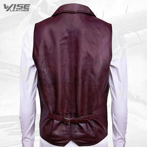 Men's Classic Smart Conker Brown Leather Waistcoat - Wiseleather