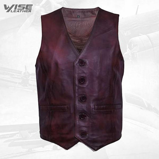 Conker Brown Leather Waistcoat - Brown Leather Vest