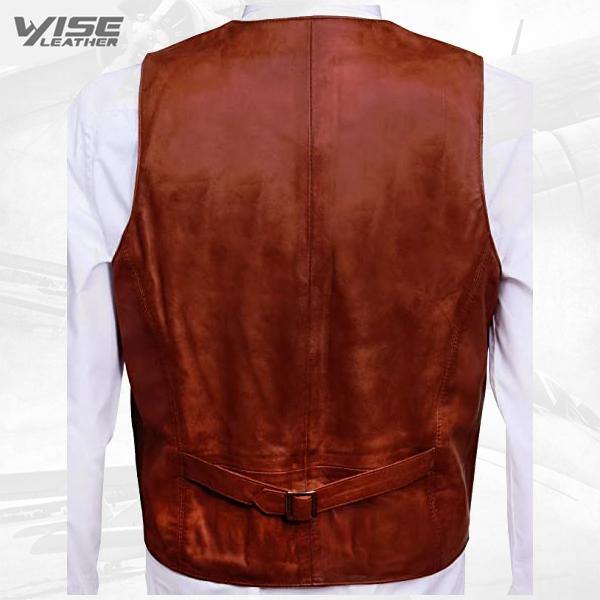 Men's Classic Smart Tan Leather Waistcoat - Wiseleather