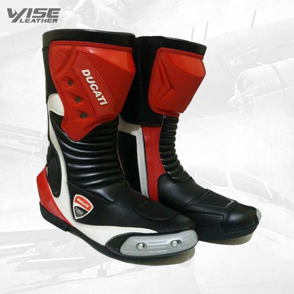 Men's Ducati Motorbike Leather Boots Motorcycle Racing Shoes Elegant Design