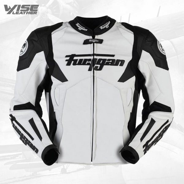 Men's Furygan Spyder 2015 White Black Motorbike Racing Leather Jacket