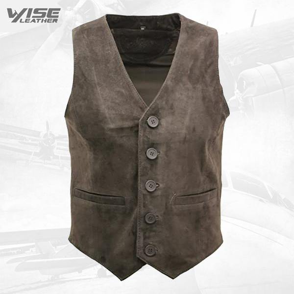 Men’s Goat Suede Classic Smart Brown Leather Waistcoat - Wiseleather