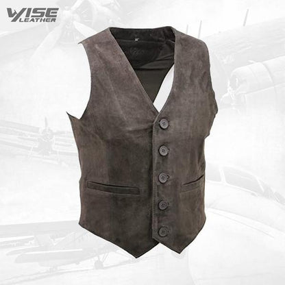 Men’s Goat Suede Classic Smart Brown Leather Waistcoat - Wiseleather