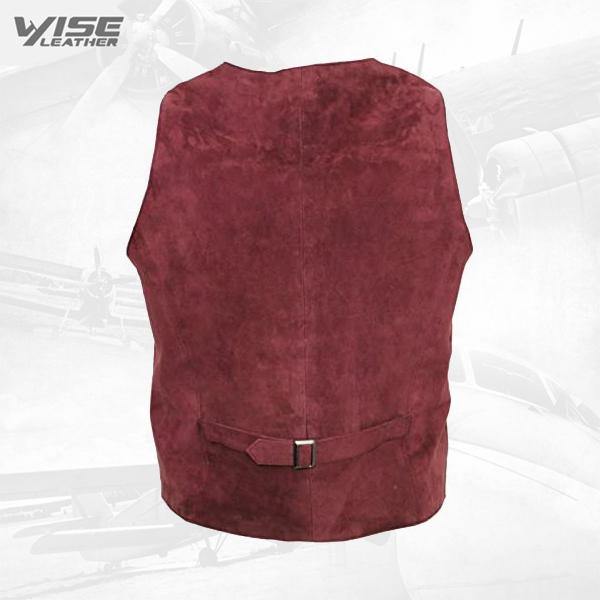 Men’s Goat Suede Classic Smart Burgundy Leather Waistcoat - Wiseleather