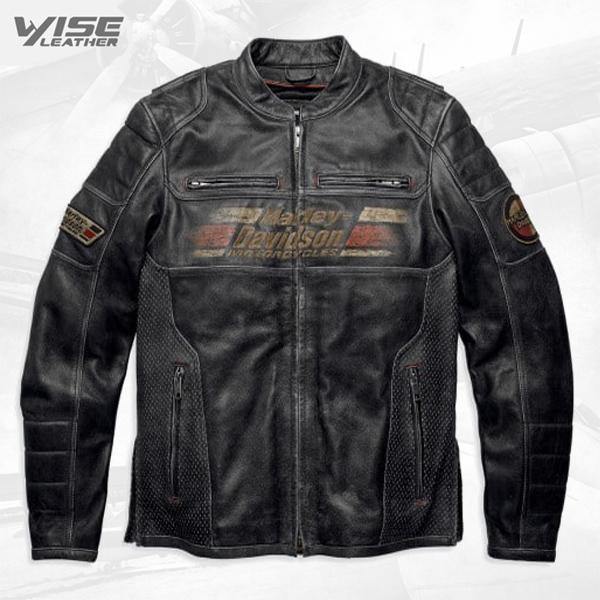 Men’s Harley Davidson Astor Patches Distressed Leather Jacket - Wiseleather