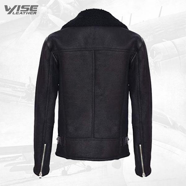 Men's Leather Merino Sheepskin Biker Jacket - Wiseleather