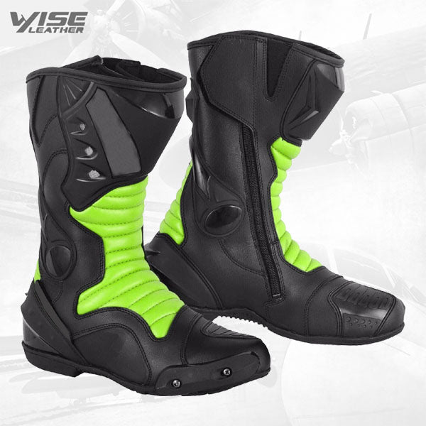 Men's Motorbike Real Leather Boots Waterproof Motorcycle Racing Shoes