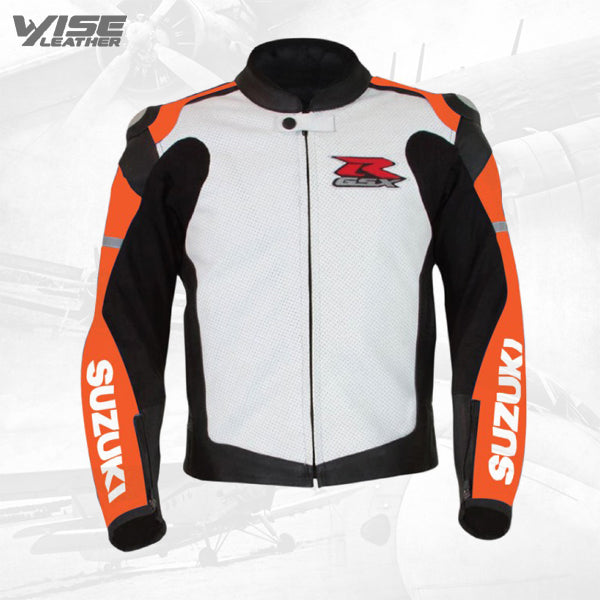 Men's Suzuki GSXR Orange Motorcycle Racing Leather Jacket