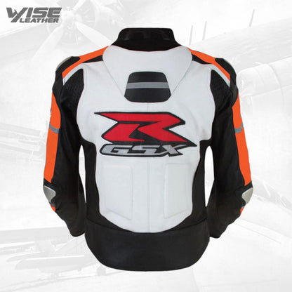 Men's Suzuki GSXR Orange Motorcycle Racing Leather Jacket