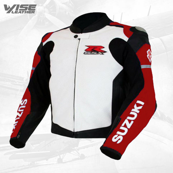 Men's Suzuki GSXR Red Motorcycle Racing Leather Jacket
