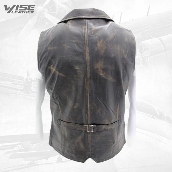 Men’s Vintage Smart Black Leather Waistcoat - Wiseleather