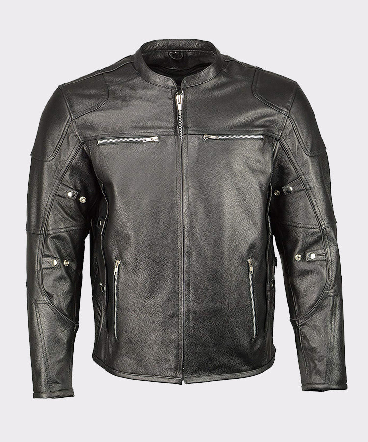 Men’s Armored Triple Vent Leather Jacket Stretch Side - Wiseleather