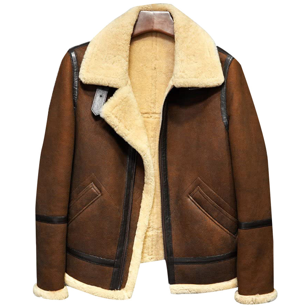 Mens B3 Shearling Brown Leather Jacket