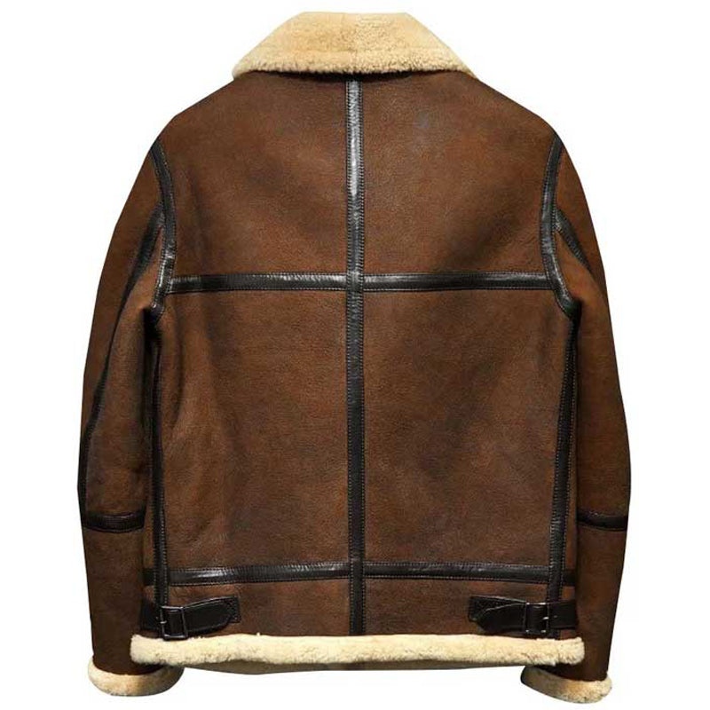Mens B3 Shearling Brown Sheepskin Leather Jacket