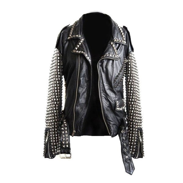 Studded Biker Jacket And Printed Leather For Men - Wiseleather